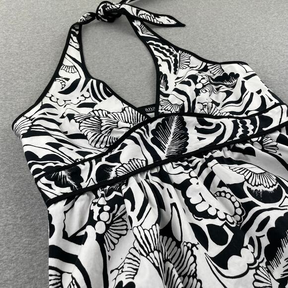 a.n.a Dress Womens 12 Black White Floral Print Halter Neck Fit & Flare Summer - Picture 7 of 15